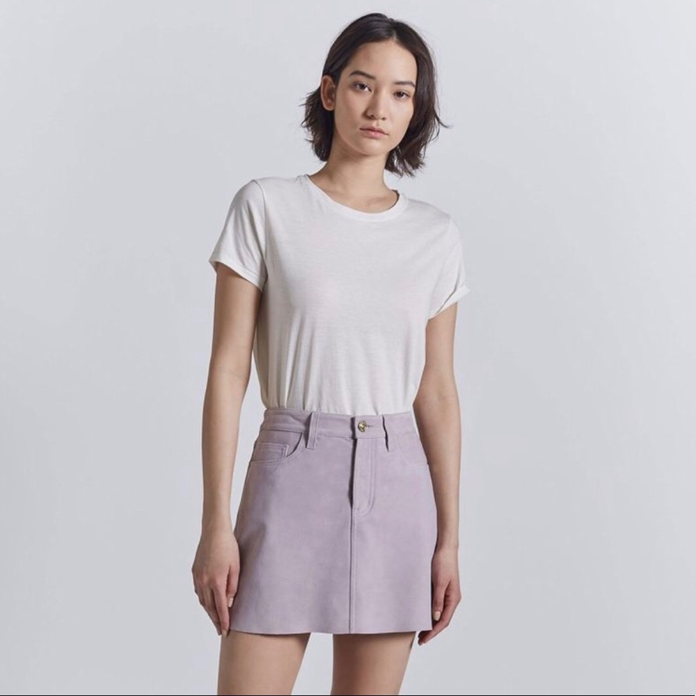 CURRENT/ELLIOT Orchid Petal Five-Pocket Suede Mini Skirt 28 $498 - Picture 2 of 5